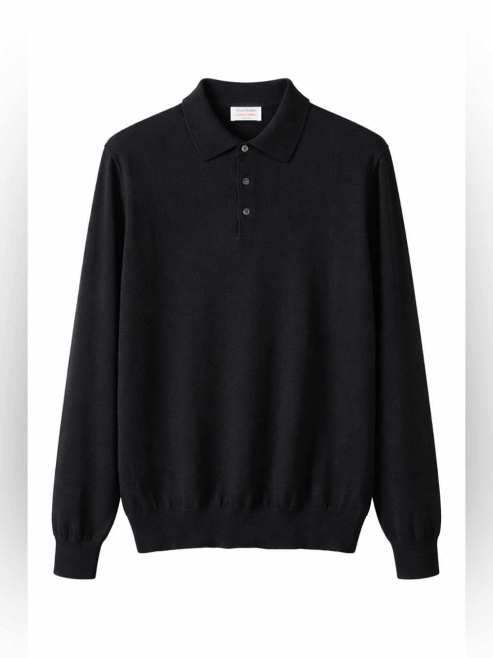 Gran Sasso for Mark Shale Italy Black 100% Virgin Wool Polo Sweater